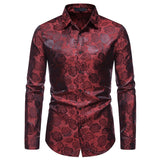 Joior Fashion New Men's Long Sleeve Button Shirt personality Rose Print Casual Shirt Slim Dress Shirt