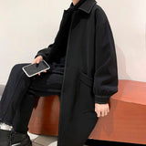 Joior Autumn Black Trench Coat Men's Fashion Casual Long Coat Men Streetwear Korean Loose Oversize Windbreaker Jacket Mens Overcoat