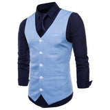 Joior Casual Cotton Linen Mens Suit Vest Slim Fit Single Breasted Sleeveless Waistcoat Male White Yellow Green Orange Light Blue M-4XL