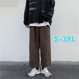 Joior Men Casual Pants Plus Size 3XL Solid Corduroy Straight Trousers Male Loose Ins Chic Elastic Waist Trendy Korean Style Streetwear