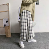 Joior Men Pants Plaid Loose Comfortable Retro Casual  All-match Elastic Waist Chic Wide Leg Trousers Fashion Streetwear Korean Style