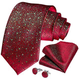 Joior Fashion Green Dot Red 8cm Men's Silk Tie Business Wedding Party Necktie Handkerchief Brooch Cufflinks Set Men's Gift Tie DiBanGu