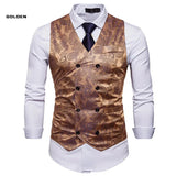 Joior Men's Red Paisley Double Breasted Dress Vest Brand New Slim Fit Formal Business Sleeveless Waistcoat Men Chaleco Hombre 2XL