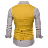 Joior Casual Cotton Linen Mens Suit Vest Slim Fit Single Breasted Sleeveless Waistcoat Male White Yellow Green Orange Light Blue M-4XL