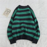 Joior Fashion Pullover Red And Black Stripe Knitted Sweater Men Women's Autumn Winter Round Neck Casual Trend  Clothing Plus Size