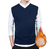 Joior Cotton Pullovers Vest Mens Sweater Autumn V Neck Slim Sweaters Vest Men's Warm Sleeveless Sweater Slim Style Casual M-3xl