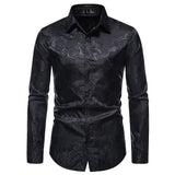 Joior Fashion New Men's Long Sleeve Button Shirt personality Rose Print Casual Shirt Slim Dress Shirt