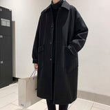 Joior Autumn Black Trench Coat Men's Fashion Casual Long Coat Men Streetwear Korean Loose Oversize Windbreaker Jacket Mens Overcoat