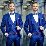 Joior Costume Homme Italian Business Slim Fit 3 Pieces Royal Blue Men's Suits Groom Prom Tuxedos Groomsmen Blazer for Wedding