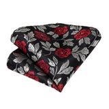 Joior Black Red Rose Floral Ties For Men 8cm Men's Silk Neck Tie Handkerchief Cufflinks Set Business Wedding Tie Gift For Men