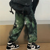 Joior Hip Hop Tie Dye Pants Men's Fashion Casual Retro Corduroy Pants Men Streetwear Korean Loose Straight Wide Legs Pants Mens M-XL