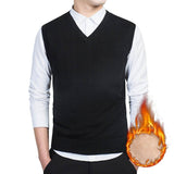 Joior Cotton Pullovers Vest Mens Sweater Autumn V Neck Slim Sweaters Vest Men's Warm Sleeveless Sweater Slim Style Casual M-3xl