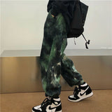 Joior Hip Hop Tie Dye Pants Men's Fashion Casual Retro Corduroy Pants Men Streetwear Korean Loose Straight Wide Legs Pants Mens M-XL