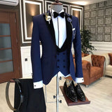 Joior Costume Homme Italian Business Slim Fit 3 Pieces Royal Blue Men's Suits Groom Prom Tuxedos Groomsmen Blazer for Wedding