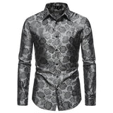 Joior Fashion New Men's Long Sleeve Button Shirt personality Rose Print Casual Shirt Slim Dress Shirt