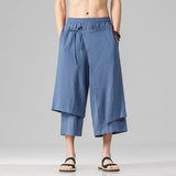 Joior Men Casual Withe Wide Leg Pants Mens Irregular Cotton  Linen Harem Pants Male Solid  Vintage Skirts Trousers M-5XL