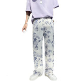 Joior Spring Summer Flower Pants Men's Fashion Printed Casual Pants Men Streetwear Loose Hip-hop Straight Wide-leg Pants Mens Trousers