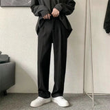 Joior Brown/Black Suit Pants Men Fashion Society Mens Dress Pants Korean Loose Straight Casual Pants Mens Office Formal Trousers S-3XL