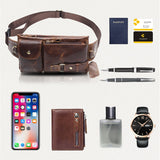 Joior Genuine Leather Waist Packs Men Waist Bags Fanny Pack Belt Bag Phone Bags Travel Waist Pack Male Small Waist Bag Leather