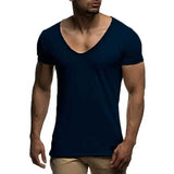 Joior Deep V Neck Short Sleeve Men T Shirt Slim Fit T-shirt Men Thin Top Tee Casual Summer Tshirt Camisetas Hombre