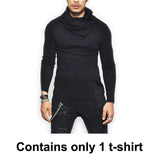 Joior Hot Sale Fashion Streetwear Turtle neck Street T shirt Men Hip Hop Long Sleeve Asymmetry Thin Designed Men's T-Shirt