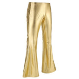 Joior Men Shiny Metallic Disco Pants Bell Bottom Flared Long Pants Dude Costume Trousers Men's Flare Pants Flared Bell Pants