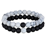 Joior 2pcs/set Style Couples Distance Bracelet Natural Stone Yoga Beaded Bracelet for Men Women Friend Gift Charm Strand Jewelry