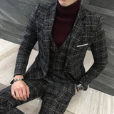 ( Jacket + Vest + Pants ) Premium Brand Fine Men's Slim Formal Business Suit Groom's Best Man Wedding Party Dress Suits 3 pieces