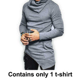 Joior Hot Sale Fashion Streetwear Turtle neck Street T shirt Men Hip Hop Long Sleeve Asymmetry Thin Designed Men's T-Shirt