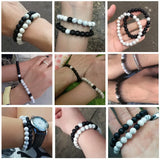 Joior 2pcs/set Style Couples Distance Bracelet Natural Stone Yoga Beaded Bracelet for Men Women Friend Gift Charm Strand Jewelry