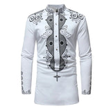 Joior African Tribal Dashiki Longline Shirt Brand New Slim Long Sleeve Mandarin Collar Dress Shirt Men African Clothing Camisa