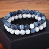 Joior 2pcs/set Style Couples Distance Bracelet Natural Stone Yoga Beaded Bracelet for Men Women Friend Gift Charm Strand Jewelry