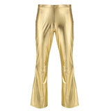 Joior Men Shiny Metallic Disco Pants Bell Bottom Flared Long Pants Dude Costume Trousers Men's Flare Pants Flared Bell Pants