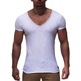 Joior Deep V Neck Short Sleeve Men T Shirt Slim Fit T-shirt Men Thin Top Tee Casual Summer Tshirt Camisetas Hombre