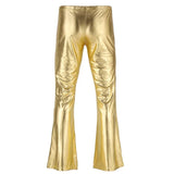 Joior Men Shiny Metallic Disco Pants Bell Bottom Flared Long Pants Dude Costume Trousers Men's Flare Pants Flared Bell Pants