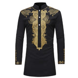 Joior African Tribal Dashiki Longline Shirt Brand New Slim Long Sleeve Mandarin Collar Dress Shirt Men African Clothing Camisa