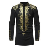 Joior African Tribal Dashiki Longline Shirt Brand New Slim Long Sleeve Mandarin Collar Dress Shirt Men African Clothing Camisa