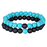 Joior 2pcs/set Style Couples Distance Bracelet Natural Stone Yoga Beaded Bracelet for Men Women Friend Gift Charm Strand Jewelry