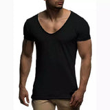 Joior Deep V Neck Short Sleeve Men T Shirt Slim Fit T-shirt Men Thin Top Tee Casual Summer Tshirt Camisetas Hombre