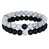 Joior 2pcs/set Style Couples Distance Bracelet Natural Stone Yoga Beaded Bracelet for Men Women Friend Gift Charm Strand Jewelry