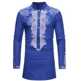 Joior African Tribal Dashiki Longline Shirt Brand New Slim Long Sleeve Mandarin Collar Dress Shirt Men African Clothing Camisa