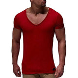 Joior Deep V Neck Short Sleeve Men T Shirt Slim Fit T-shirt Men Thin Top Tee Casual Summer Tshirt Camisetas Hombre