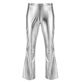 Joior Men Shiny Metallic Disco Pants Bell Bottom Flared Long Pants Dude Costume Trousers Men's Flare Pants Flared Bell Pants