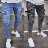 Joior Autumn Men Jeans Casual Pants New Fashion Frayed Slim Fit Long Denim Pants Hole Jeans