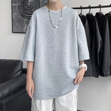 Joior Classic Solid T-shirts Men Summer Oversized M-3XL Waffle Simple Breathable Basic O-neck Tops Male Handsome Stylish Loose Casual