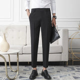 Joior New Men Non-iron fabric Dress Pants Slim Straight Black Apricot Dark Gray Casual Suit Pants Male Business Little Feet Suit Pants