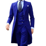 Joior New Fashion Long Coat Designs Burgundy Men Suit Gentle Men Tuxedo Prom Wedding Blazer Custom 3 Pieces (Jacket+vest+Pants)