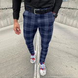 Joior Summer Men's Casual Pants Plaid  Social Stretch Trousers Mid Waist Skinny Business Office Working  Party Male Suit Pants  Autumn