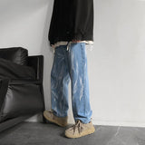 Joior Hip-hop Tie-dye Jeans Men Fashion Retro Casual Baggy Wide-leg Jeans Mens Streetwear Korean Loose Camo Straight Denim Pants Men