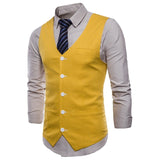 Joior Casual Cotton Linen Mens Suit Vest Slim Fit Single Breasted Sleeveless Waistcoat Male White Yellow Green Orange Light Blue M-4XL